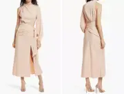 NWT Misha Collection x Revolve Maryan Dress in Pink Rose Cloud Cut Out Faux Wrap