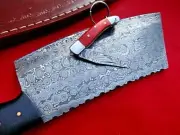 11" Damascus Steel Hunting/Chef/Butcher Slicing Cleaver Chopper Knife +KEY RING