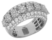 10K White Gold Real Real Diamond Cluster Wedding Band Ring 2.4 CT 11.5MM