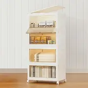 4 Tier Plastic Storage Bins 23QT, Stackable Storage Containers with Wheels and Lids, Folding Storage Boxes,Closet Organizers and Storage,Collapsible Organization and Storage for Bedroom,Kitchen,Dorm