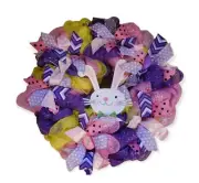 NEW HANDMADE DECO MESH EASTER BUNNY WREATH SPRING FRONT DOOR CUTE