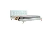 King PU Leather Deluxe Bed Frame White