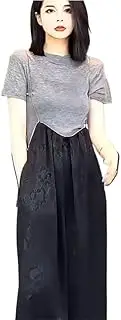 [YiKeGuiHuaShu] Retro Suspender Jumpsuit Women's Large Size Casual Overalls Loose Jacquard Wide Leg