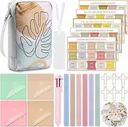 Sinload 153 Bible Journaling Kit Bible Study Supplies Include Boho Bible Cover 6 Highlighters 1 Colorful Ballpoint Pen 75 Bible Tabs 4 Pads Sticky Notes 45 Bible Stickers 20 Paper Clips Bible Gift