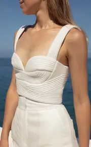 [Andres Otalora] A tu Lado Cropped Linen Top