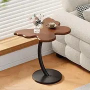 Hbluefat C Shaped End Table,Butterfly Shape Side Table for Couch and Bed, Small Wood Snack End Tables for Small Spaces, Living Room, Bedroom (Walnut+Black)