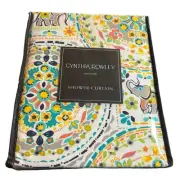 Cynthia Rowley Happy Elephant Fabric Shower Curtain Floral Colorful 72" New