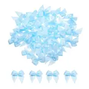 60Pcs Mini Blue Ribbon Bow with Pearl 1" Ribbon Flowers Applique