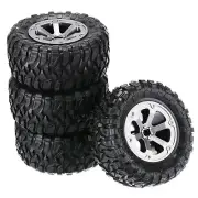 4Pack Rubber+Plastic RC Car Wheel Tyre Tires For WPL B14 C24 Military Truck