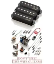 EMG SAVX BLACK SET 3 ACTIVE SINGLE COIL PICKUPS FOR STRAT SWITCH, POTS & WIRING
