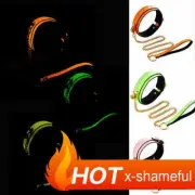 Binding Faux Leather Luminous Nek Collar Chocker with Leash Chain