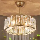 GDLT 18" Crystal Caged Ceiling Fan with Light Remote 4-Light Crystal Fandelie...