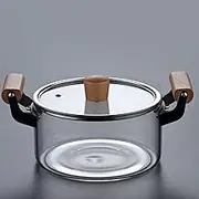 2.5L–5.5L Heat Resistant Glass Cooking Pot – Transparent Casserole Dish with Lid for Soup, Stew, and Porridge – Easy-Grip Handles, Oven & Stove Safe,2.5L
