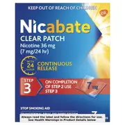 Nicabate Clear Patch 7mg Step 3 Quit Smoking 7 Pack