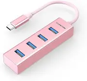 LENTION 4-in-1 USB C Hub, 4 USB 3.0 Ports, USB C to USB A Multiport Adapter for iPhone 15 Series, 2023-2016 MacBook Pro, Mac Air & Surface, iPad Pro, Chromebook, More (CB-C22s, Rose Gold)