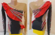 Rhythmic gymnastics costume Fashion black red handmade
