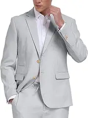 [Pyiuhs] Mens Suits Linen Casual Blazer Lightweight Linen Sport Coat Two Button Men Suit Jacket for Wedding Prom Party