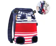 Dog Carrier Backpack-Legs Out Front-Facing Pet Carrier Backpack Small Medium Large Dogs,Safety Cushion Support Travel Hiking Outdoor-Red and blue stripes