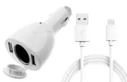 6ft Long Cable 2-Port USB Charger Power Cord DC Socket Adapter for Cell Phones