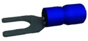 BizLine FORKED SPADE TERMINALS 100Pcs Double Grip, Crimp BLUE- 5mm Or 6mm