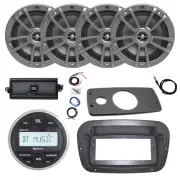 JBL Marine Radio, Spa Bezel, Adapter, ANT, Amp w/Kit, 4x 6.5" 180W Gray Speakers
