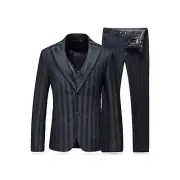 Mens 2 Piece Suit Slim Fit Stripe Tuxedo Blazer Pants Set