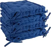 Nicola Spring Blue Seat Cushions - Pack of 4 - French Mattress Dining Chair Cushions Seat Pads Indoor Kitchen Outdoor Garden Patio Chair Pad Dining Bolster Pillow