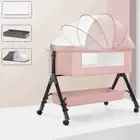 Bedside Crib for Baby Bassinet Sleeper Cots Wheels Height Adjustable Tilts Rocks