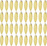 uxcell Fishing Lure Blades, 40 Pack 1" x 0.3" Round Fishing Spinner Baits Willowleaf Lure Spinner Lure Making Part with Plastic Storage Box for Bait Fishing Accessories, Gold Tone