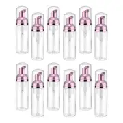 2 Oz Empty Foam Pump Bottle, 12 PCS Soap Dispenser, Clear/Pink Rose