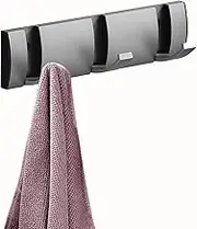 Coat Rack Wall Mounted with Retractable Hooks, Heavy Duty Aluminum Coat Hook Towel Rack Coat Hanger for Coat Hat Towel Purse Robes Keys (Grey, 3 Hooks)