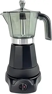 Mornest Electric Moka Pot Coffee Maker, Electric Espresso Maker Auto Shutoff, Italian Classic, 360 Degree Rotating Base, Portable Home Travel, 3/6 Cups (150/300ml) (Black, 6 Cups)