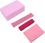 4-in-1 Yoga Tool Kit Yoga Brick Latex Pull Towel Stretch Band Resistance Ring Pink for Home Gym Exercise