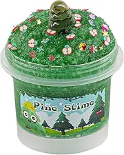 Green Snow Fizz Slime, Non-Sticky Crunchy Slime with Pine Tree Slime Charm, Slime Party Favors for Kids, Girls Gifts & Boys GiftsSensory Toys for Birthday Easter Hallowmas Christmas Slime