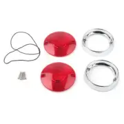 3-1/4" Turn Signal Bezels Red Lens Cover For Harley Davidson Touring Road King