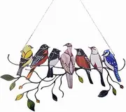 Wind Chimes Colored Window Bird Pendant Wind Chime Metal Tropical Bird Hanging Decorations Family Door Crafts Home Accessories Wind Chimes Outdoor (Size : 7 Bird)