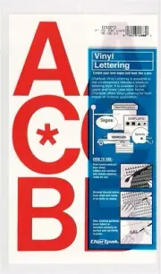 Chartpak Self-Adhesive Vinyl Capital Letters, 3 Inches High, Red, 50 per Pack