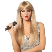 Blonde Feathered Bang Costume Wig for Women Halloween Cosplay Party Wigs