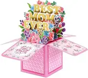 3D Pop up Cards Best Mom Ever Mother Bouquet postcard Paper Mothers Day Greeting Cards with Note and Envelope for Mothers Day Gifts Birthday Cards for Mom Women Wife Daughter Grandma