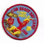 boy scout CAMP AKELA 1981 CUB SCOUT DAY CAMP PATCH, NEW