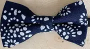 Boys Black Bow Tie, White Design, 5-12 Year Olds