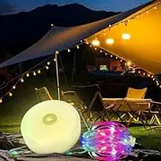 Camping String Lights,2 in 1 Quick Storage 32.8FT Rechargeable Tent Lights String with 8 Lighting Modes,Hanging Waterproof Portable LED Lamp for Bedroom Yard Decor Christmas Camping Essentials