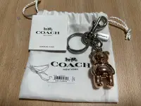 在飛比找Yahoo!奇摩拍賣優惠-COACH立體泰迪熊造型雙扣環鑰匙圈-玫瑰金色  美國代購購
