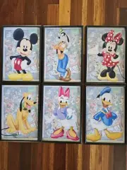 Disney Mickey Mouse Donald Duck Prints Pictures Wall Art A4 size Set Of 6 Framed