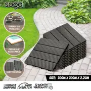 SOGA 11 pcs Grey DIY Wooden Composite Decking Tiles Garden Outdoor