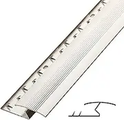 Floor Transition Strip Customizable Carpet Threshold Strip - Carpet to Wood/Tile/Floor Smooth Transition, Aluminum Alloy Carpet Edge Trim Joining Strip(Silver)