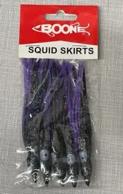 Boone Squid Skirt Lures (Pack of 5) Purple/Black - 4 1/4-Inch