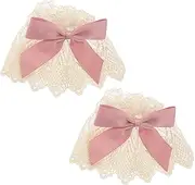 [WESIEVYA] Lace Wrist Cuff Lace Wrist Cuff Women's Elegant Bow Ruffle for Bridal and Halloween