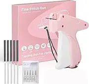 Handheld Stitch Gun for Clothes - Quick Clothing Fixer with 5 Needles, 2000 Fasteners - Mini Tagging Gun for Sewing, Hemming, Quilting (Pink)