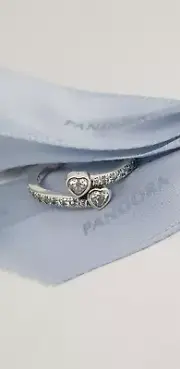 Authentic Pandora Forever Hearts Ring, Clear CZ 191023CZ-50 New